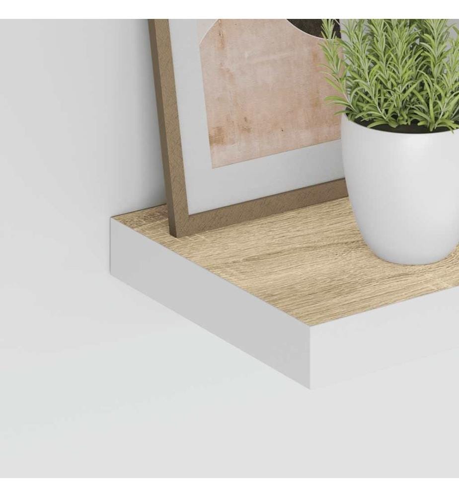 Schweberegal Eichen-Optik und Weiss 60x23,5x3,8 cm MDF