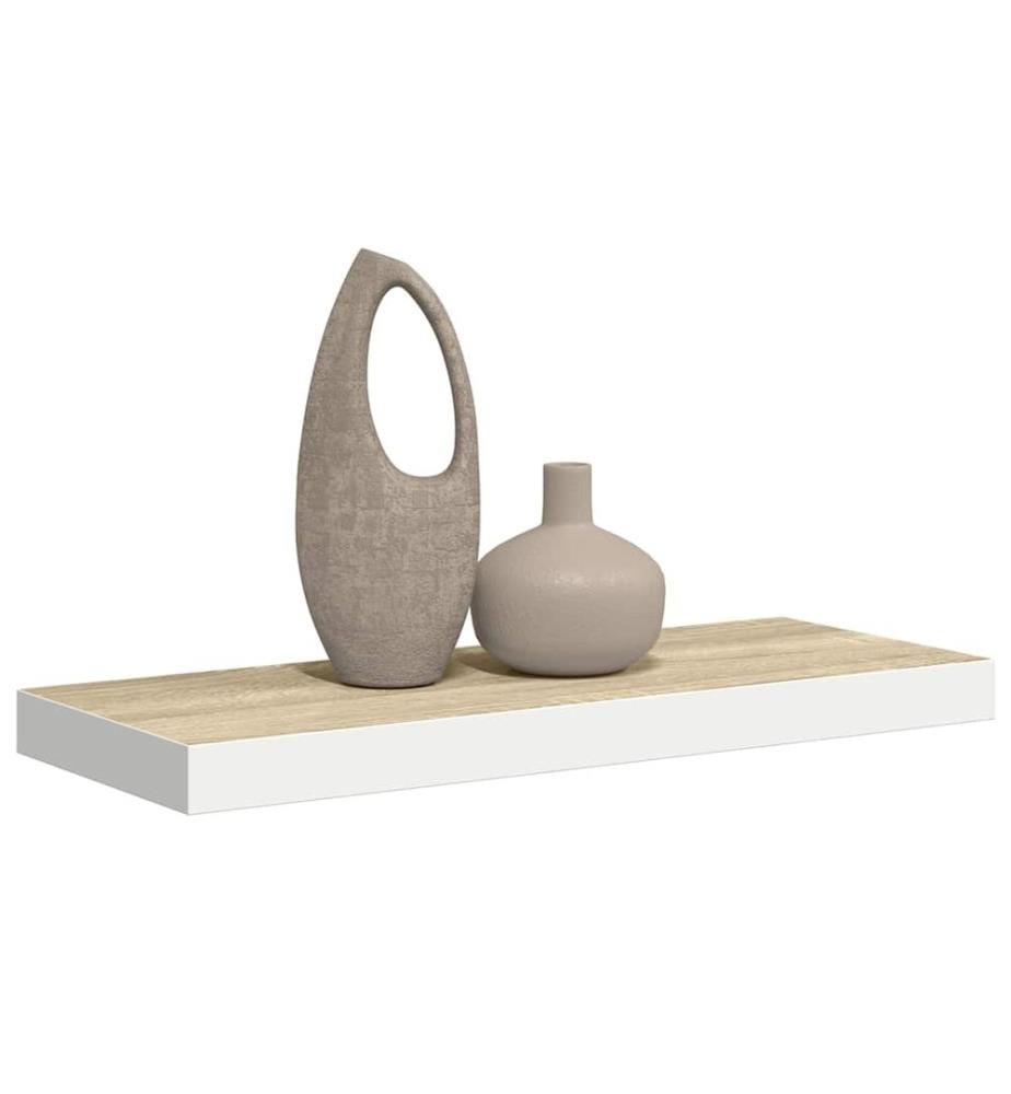 Schweberegal Eichen-Optik und Weiss 60x23,5x3,8 cm MDF