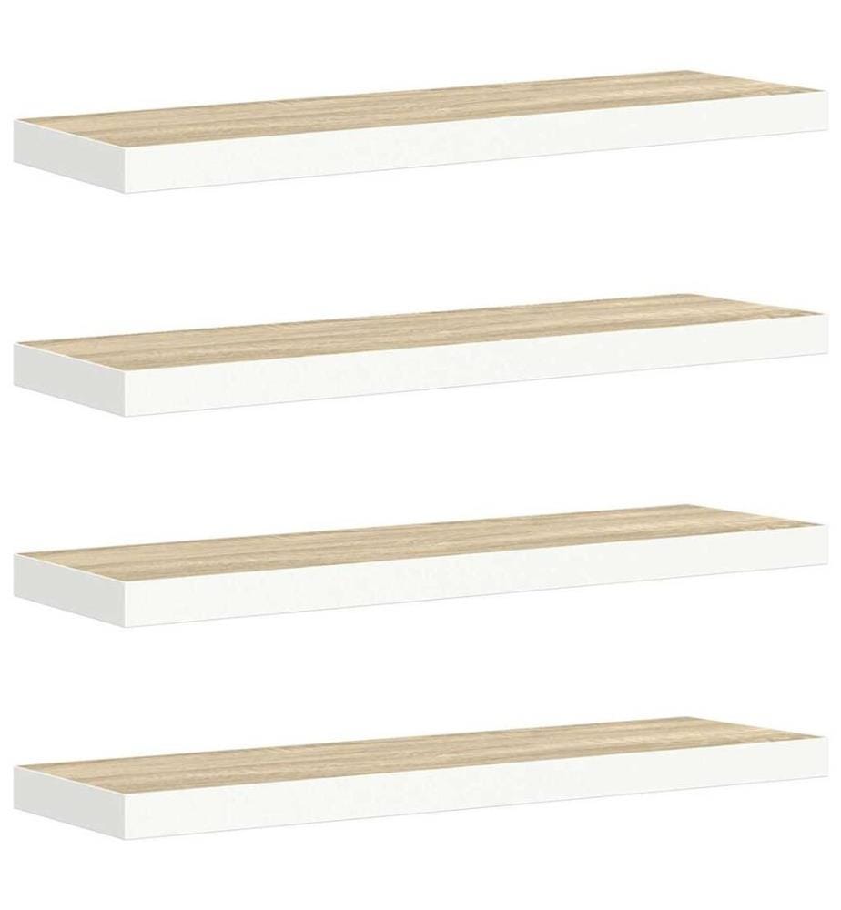 Schweberegale 4 Stk. Eichen-Optik und Weiss 80x23,5x3,8 cm MDF