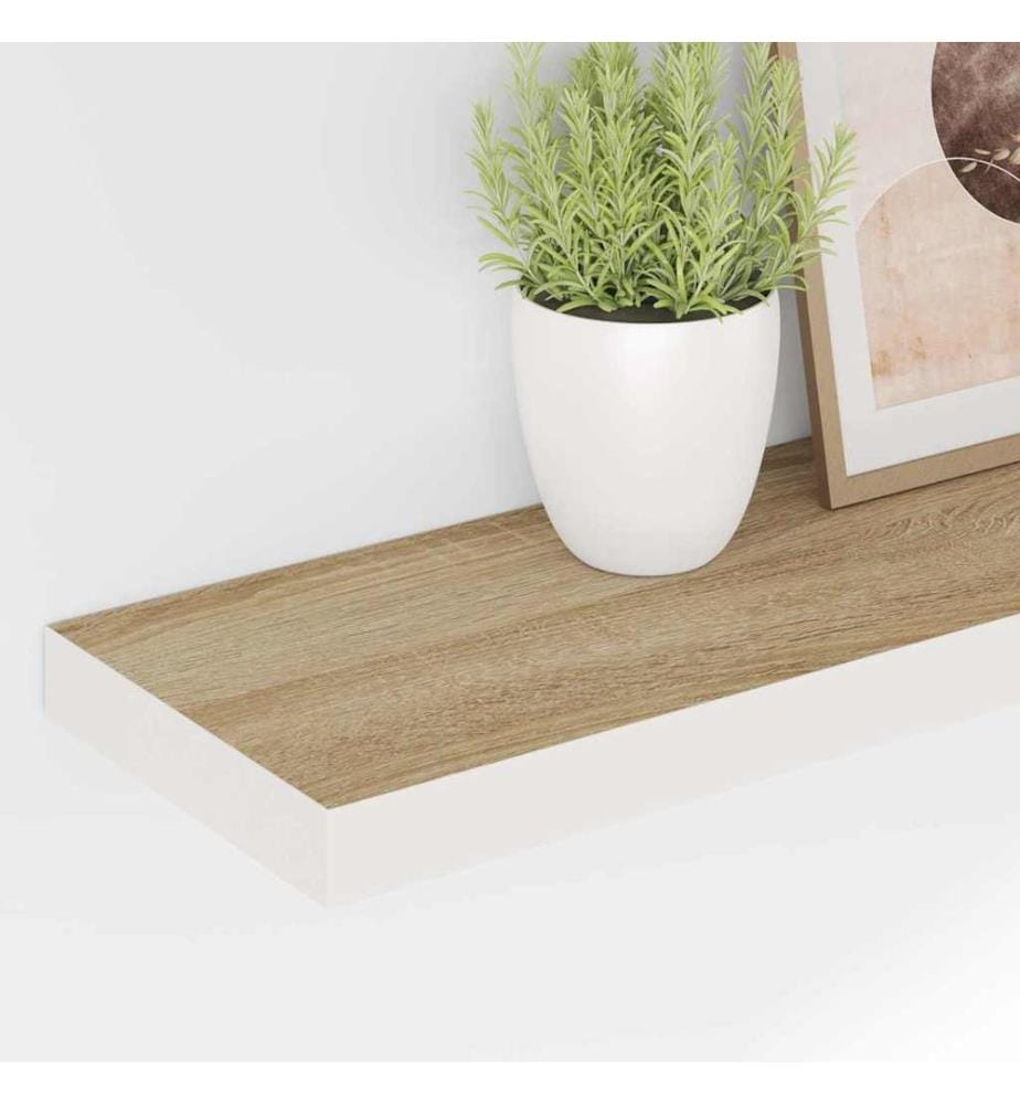 Schweberegale 4 Stk. Eichen-Optik und Weiss 80x23,5x3,8 cm MDF