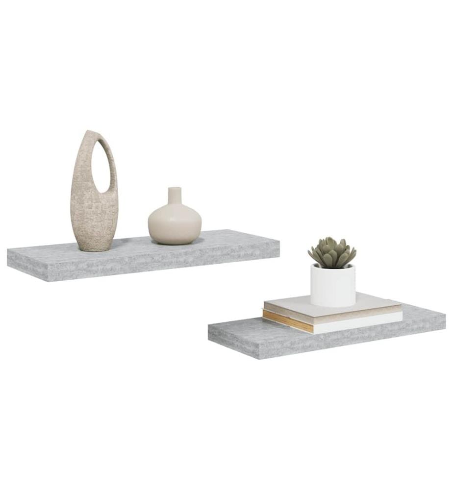 Schweberegale 2 Stk. Betongrau 60x23,5x3,8 cm MDF