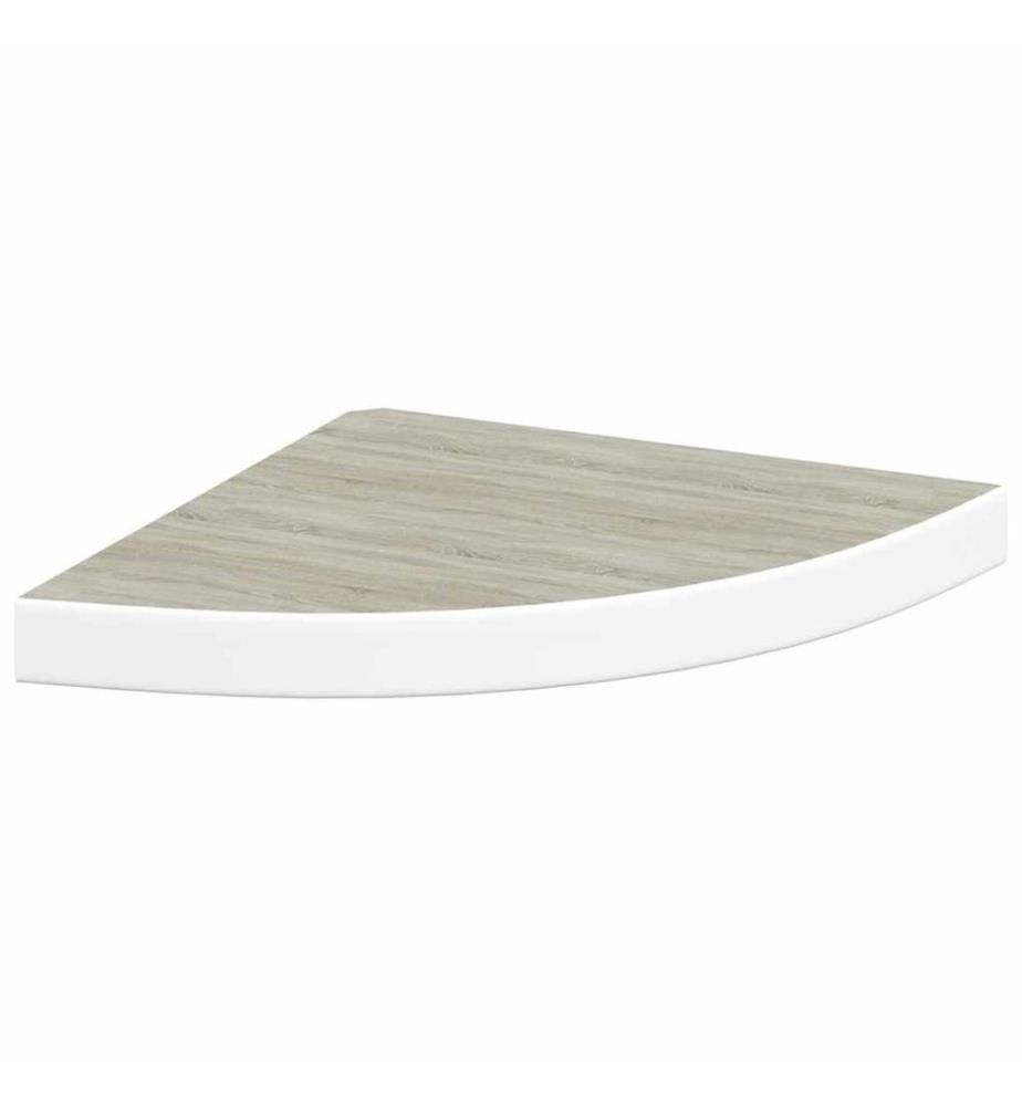 Eck-Schweberegale 2 Stk. Eichen-Optik und Weiss 35x35x3,8 cm MDF