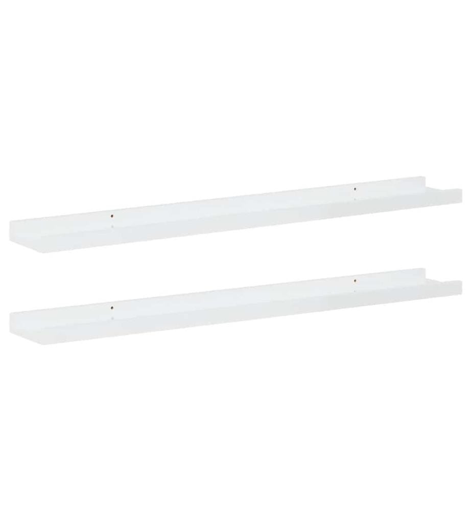 Wandregale 2 Stk. Hochglanz-Weiss 80x9x3 cm