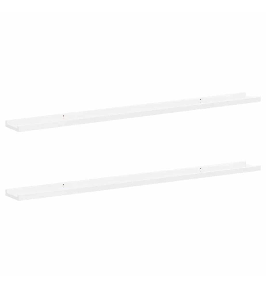 Wandregale 2 Stk. Hochglanz-Weiss 115x9x3 cm