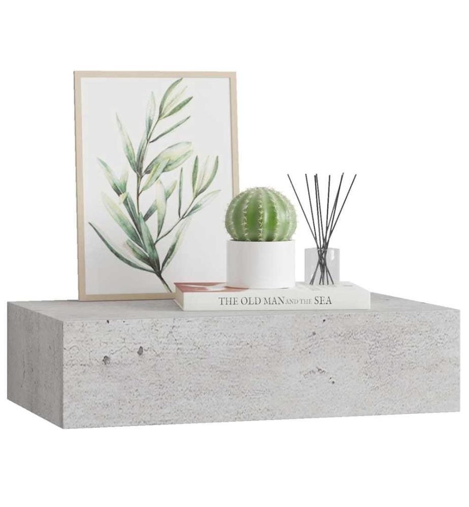 Wandregal mit Schublade Betongrau 40x23,5x10 cm MDF