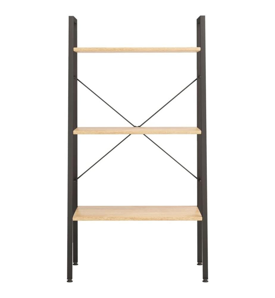 Standregal 3 Böden Hellbraun und Schwarz 56x35x108 cm