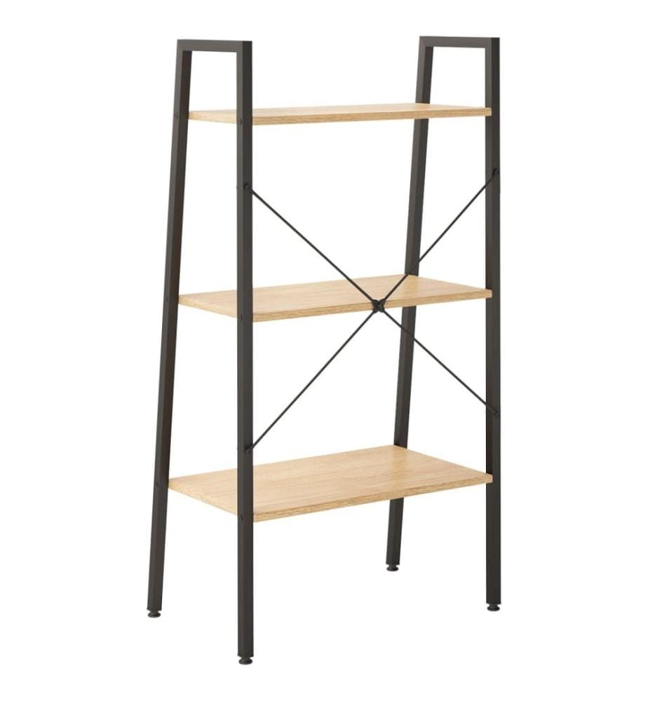 Standregal 3 Böden Hellbraun und Schwarz 56x35x108 cm