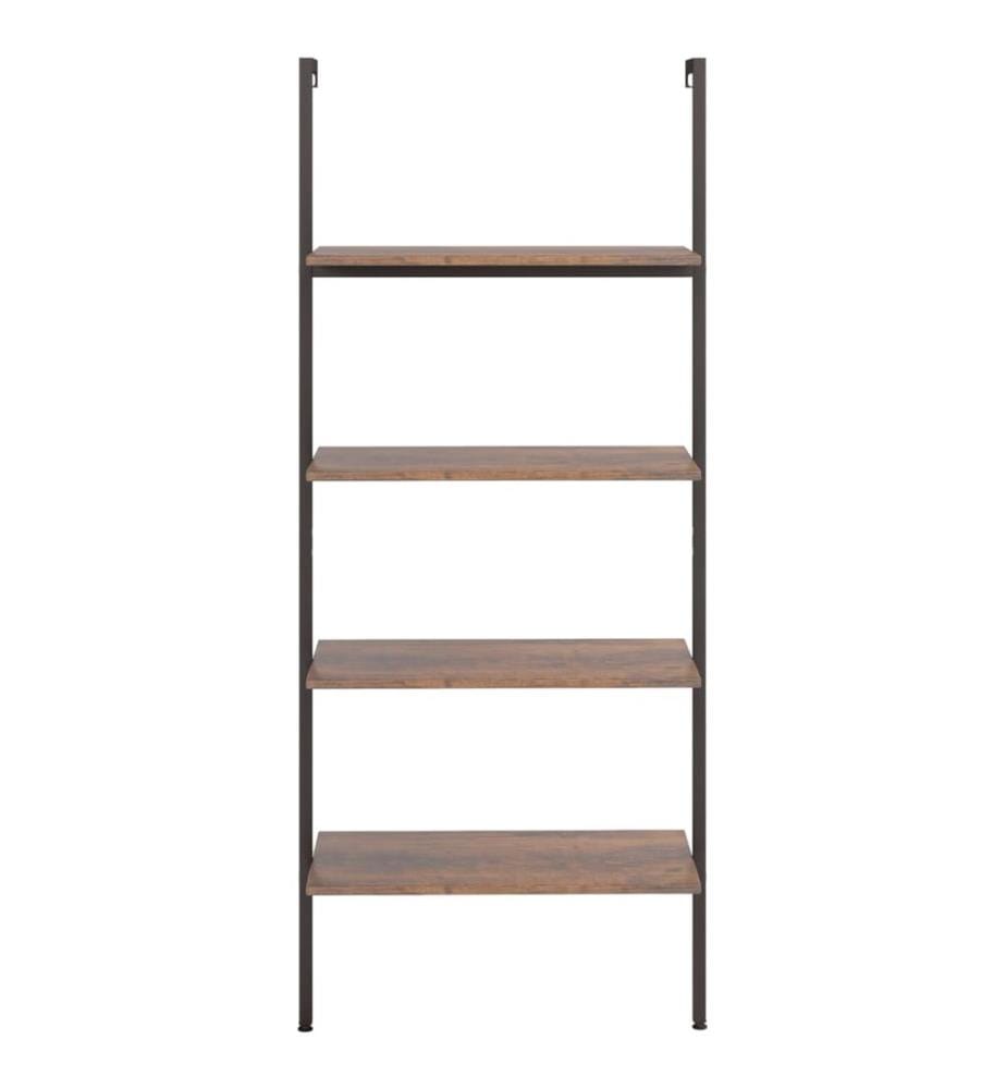 Leiterregal mit 4 Böden Dunkelbraun und Schwarz 64x35x152,5 cm