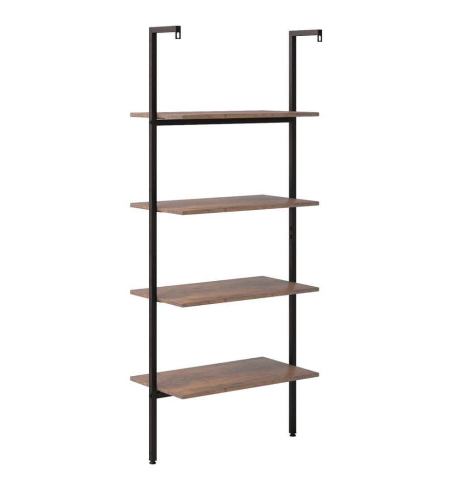 Leiterregal mit 4 Böden Dunkelbraun und Schwarz 64x35x152,5 cm