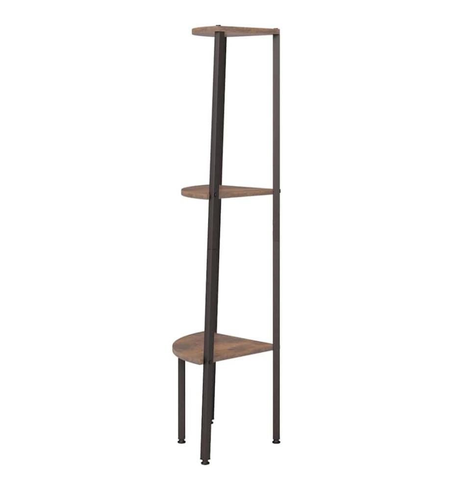 Eckregal mit 3 Böden Dunkelbraun und Schwarz 45,5x31,5x120 cm