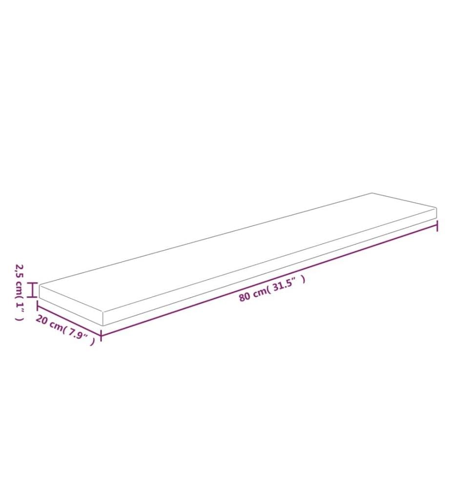 Regalboden 80x20x2,5 cm Unbehandeltes Massivholz Eiche