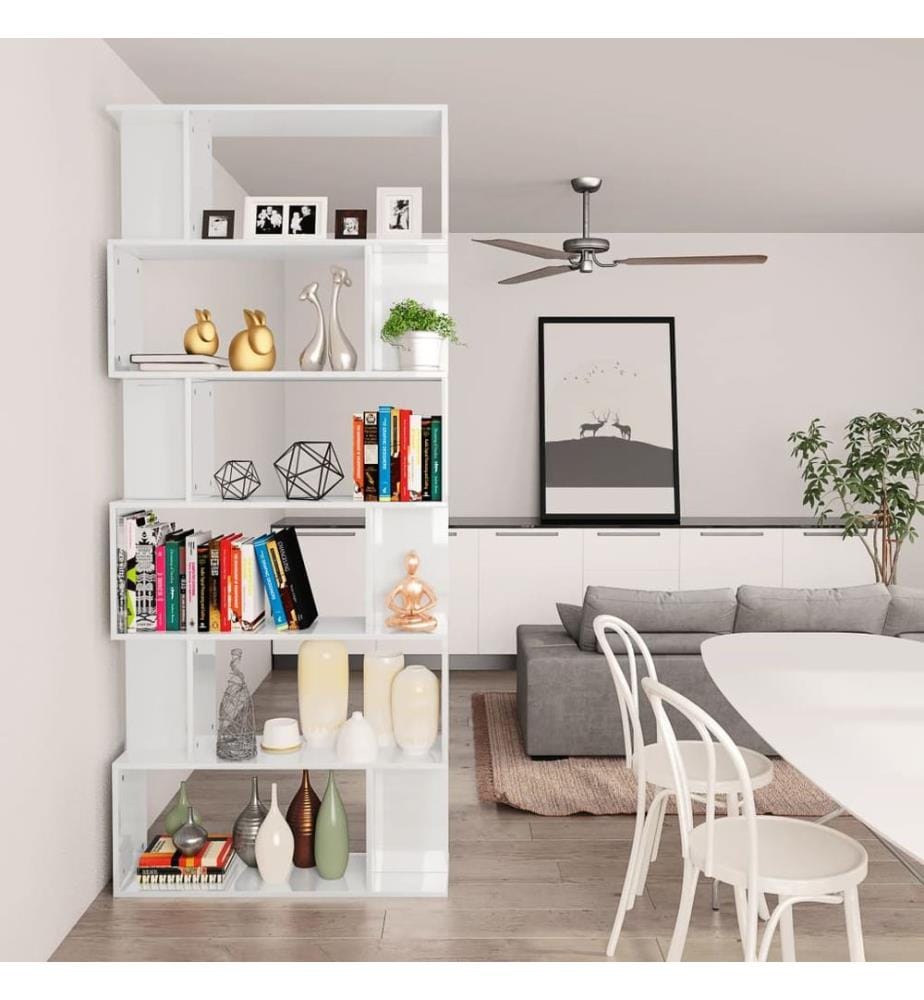 Bücherregal/Raumteiler Hochglanz-Weiss 80x24x192 cm