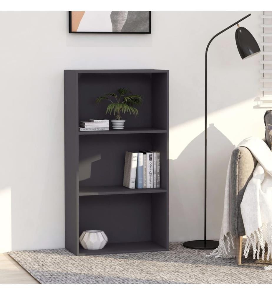 Bücherregal 3 Fächer Grau 60x30x114 cm Holzwerkstoff