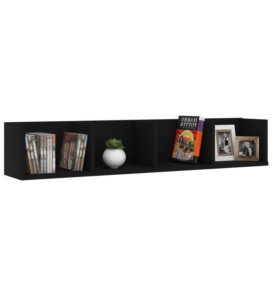 CD-Wandregal Schwarz 100x18x18 cm Holzwerkstoff