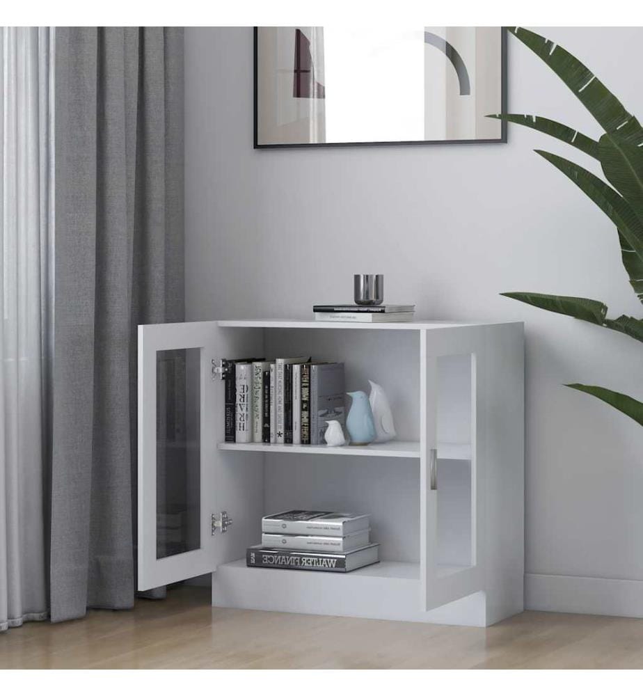 Armoire à vitrine Blanc 82,5x30,5x80 cm Bois d'ingénierie