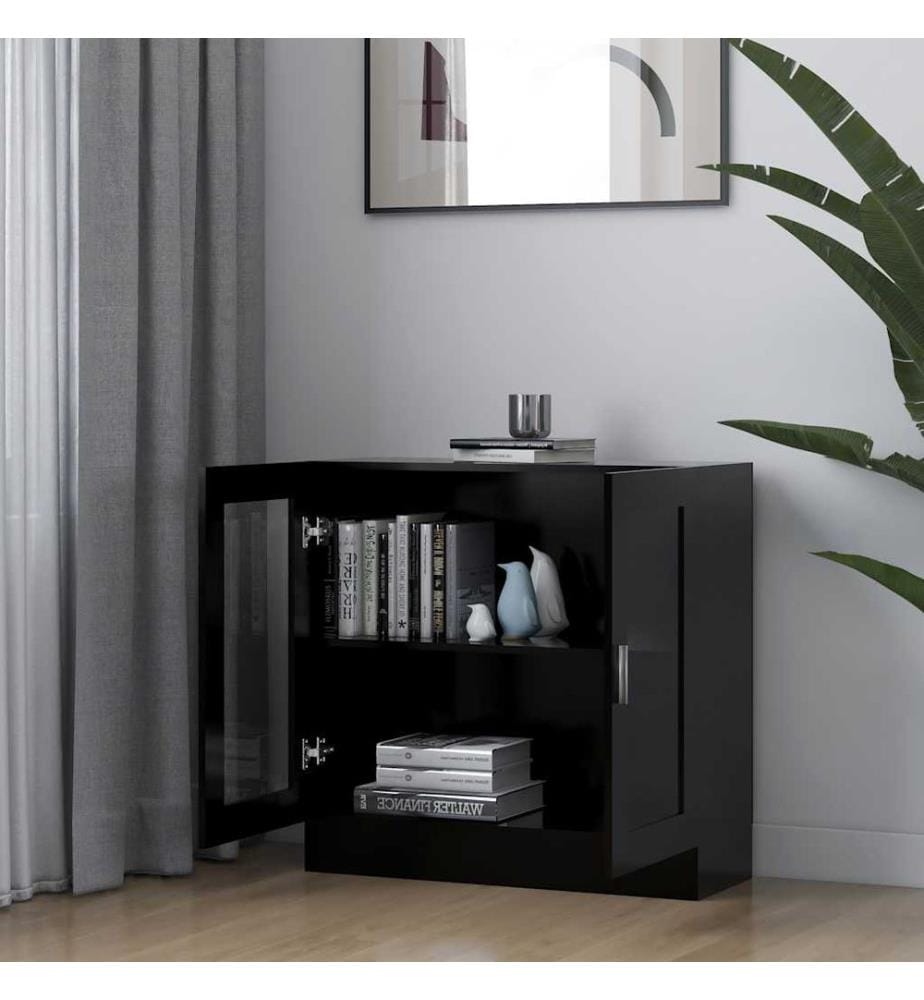 Vitrinenschrank Schwarz 82,5x30,5x80 cm Holzwerkstoff