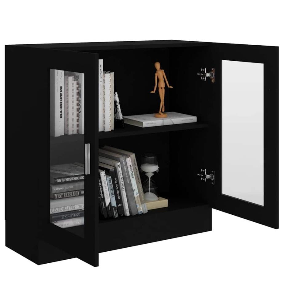 Vitrinenschrank Schwarz 82,5x30,5x80 cm Holzwerkstoff
