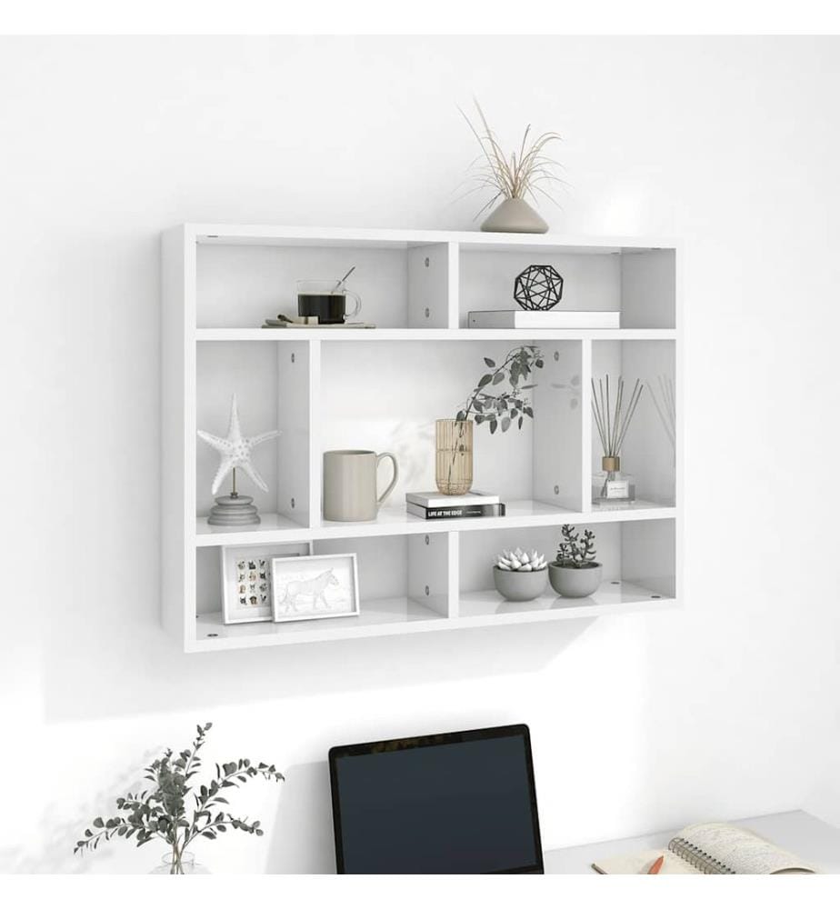 Wandregal Hochglanz-Weiss 75x16x55 cm Holzwerkstoff