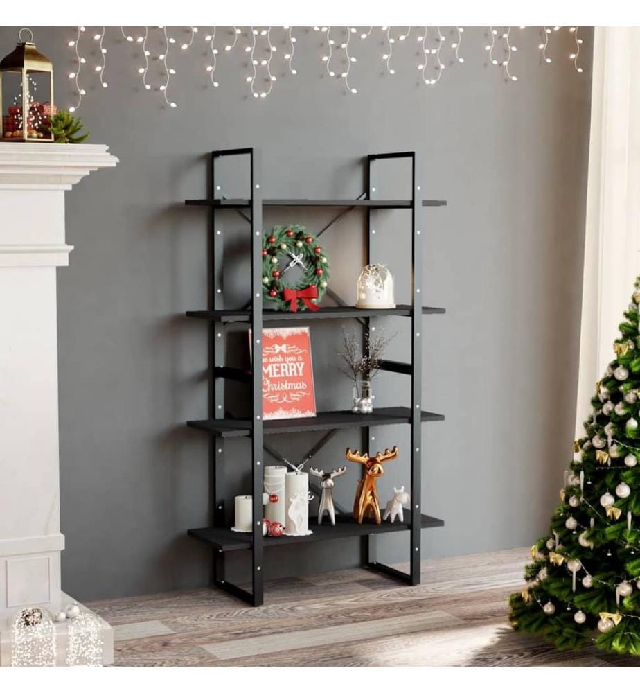 Bücherregal 4 Fächer Grau 80x30x140 cm Holzwerkstoff