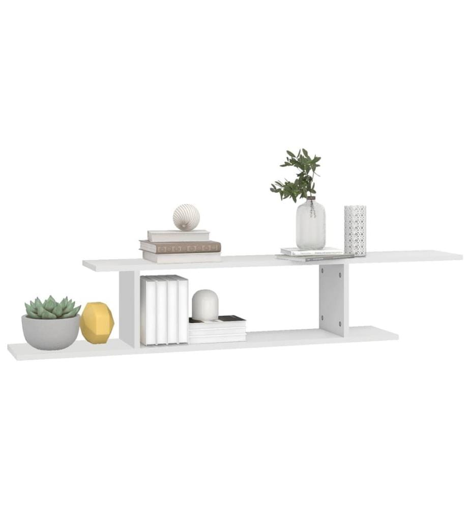 TV-Wandregal Weiss 125x18x23 cm Holzwerkstoff