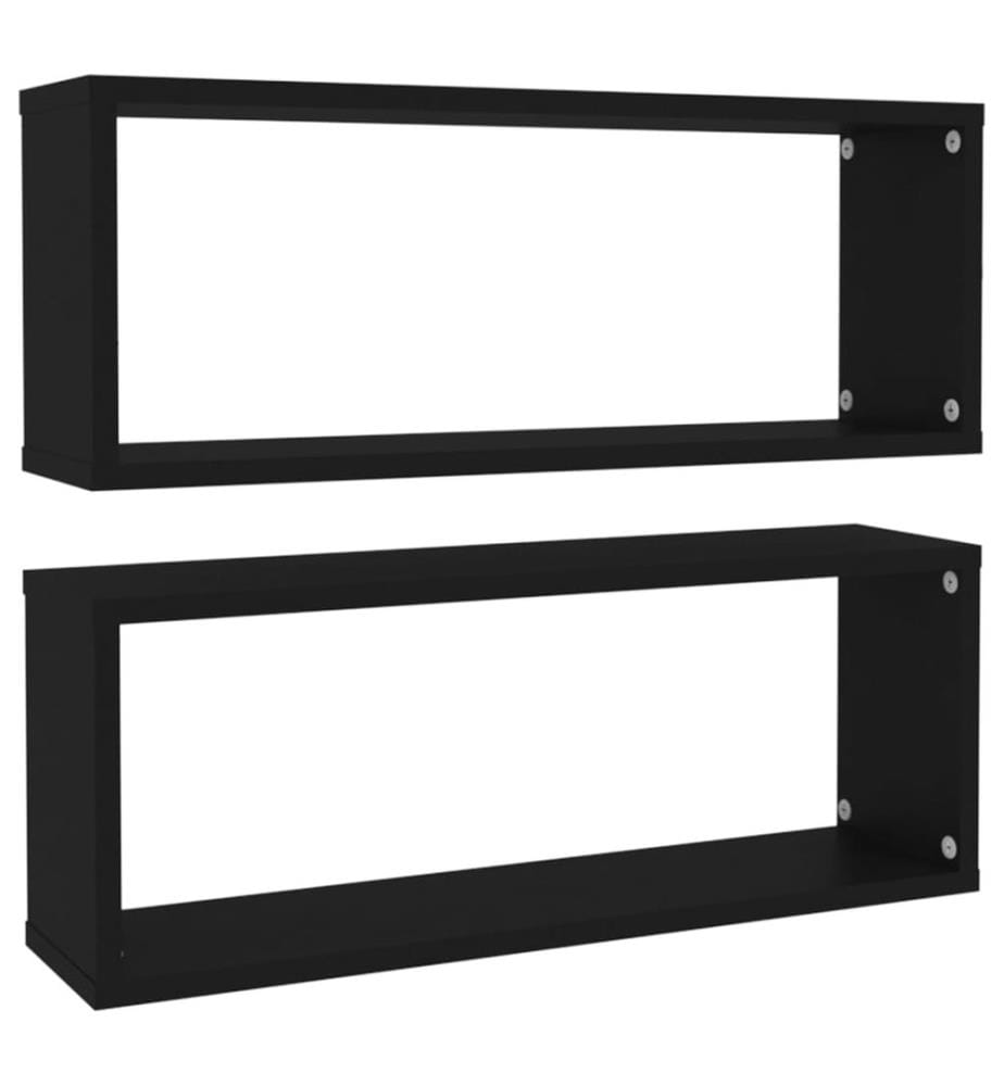 Würfelregale 2 Stk. Schwarz 60x15x23 cm Holzwerkstoff