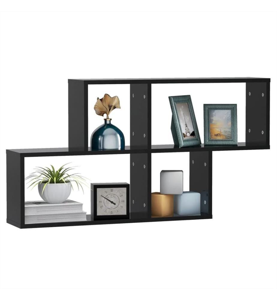 Wandregal Schwarz 100x18x53 cm Holzwerkstoff