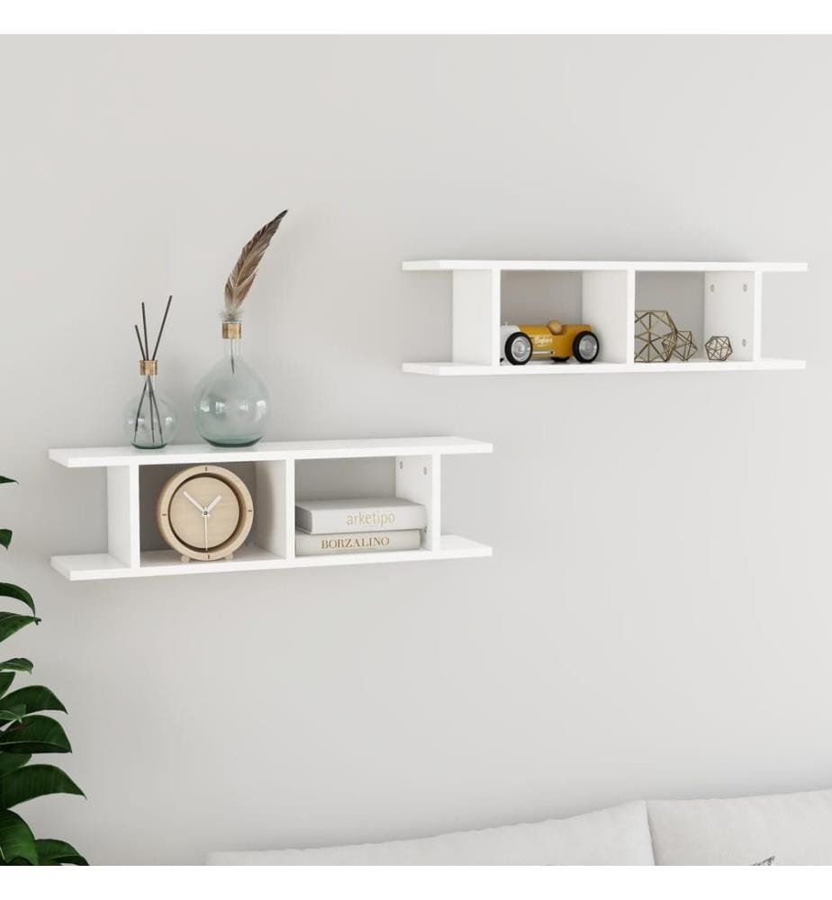 Wandregale 2 Stk. Weiss 75x18x20 cm Holzwerkstoff