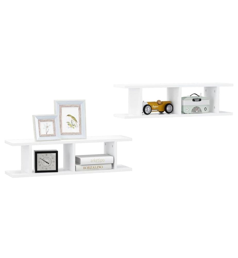 Wandregale 2 Stk. Weiss 75x18x20 cm Holzwerkstoff