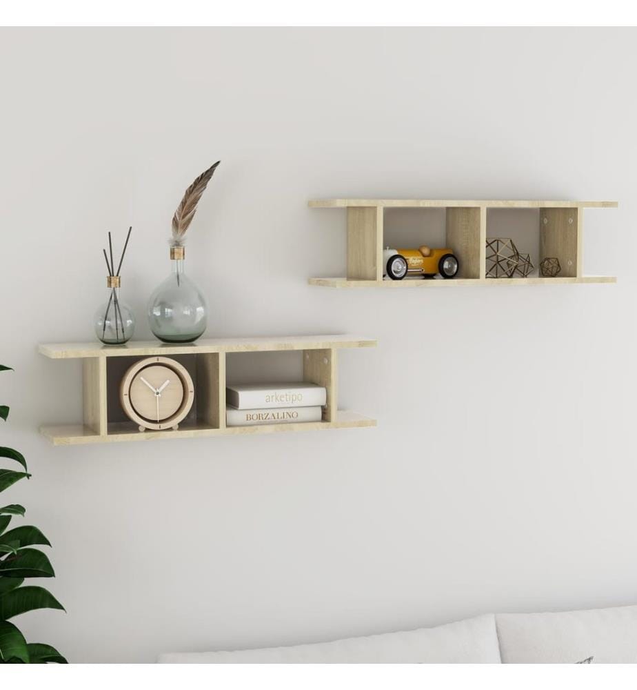 Wandregale 2 Stk. Sonoma-Eiche 75x18x20 cm Holzwerkstoff