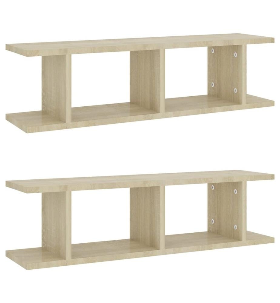 Wandregale 2 Stk. Sonoma-Eiche 75x18x20 cm Holzwerkstoff