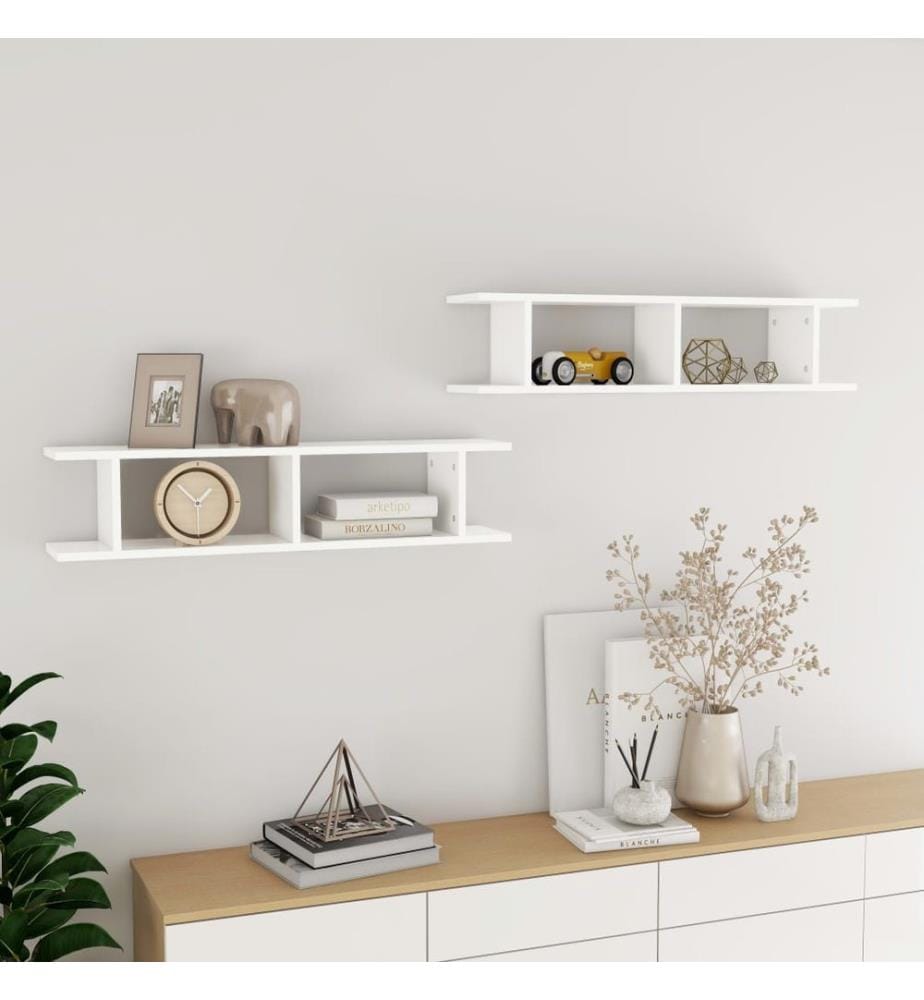 Wandregale 2 Stk. Weiss 90x18x20 cm Holzwerkstoff
