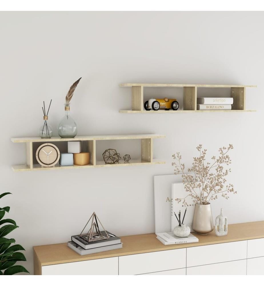 Wandregale 2 Stk. Sonoma-Eiche 105x18x20 cm Holzwerkstoff
