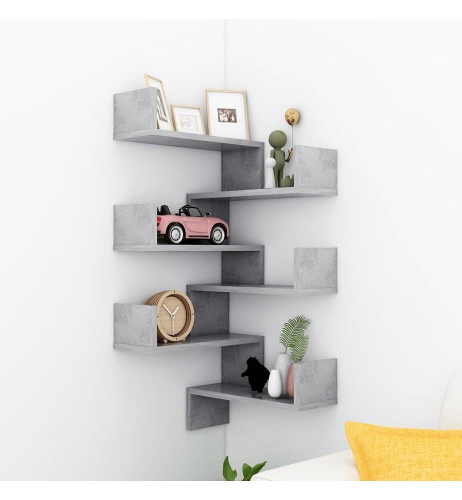 Wand-Eckregale 2 Stk. Betongrau 40x40x50 cm Holzwerkstoff