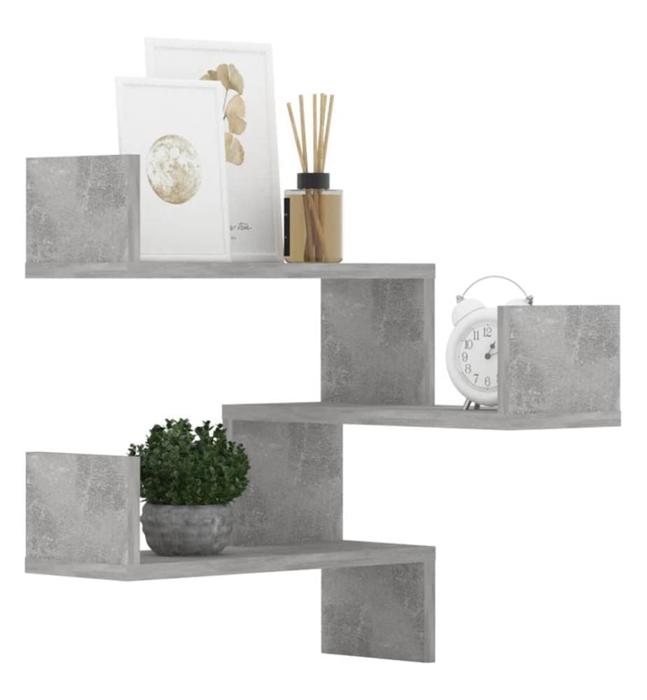 Wand-Eckregale 2 Stk. Betongrau 40x40x50 cm Holzwerkstoff
