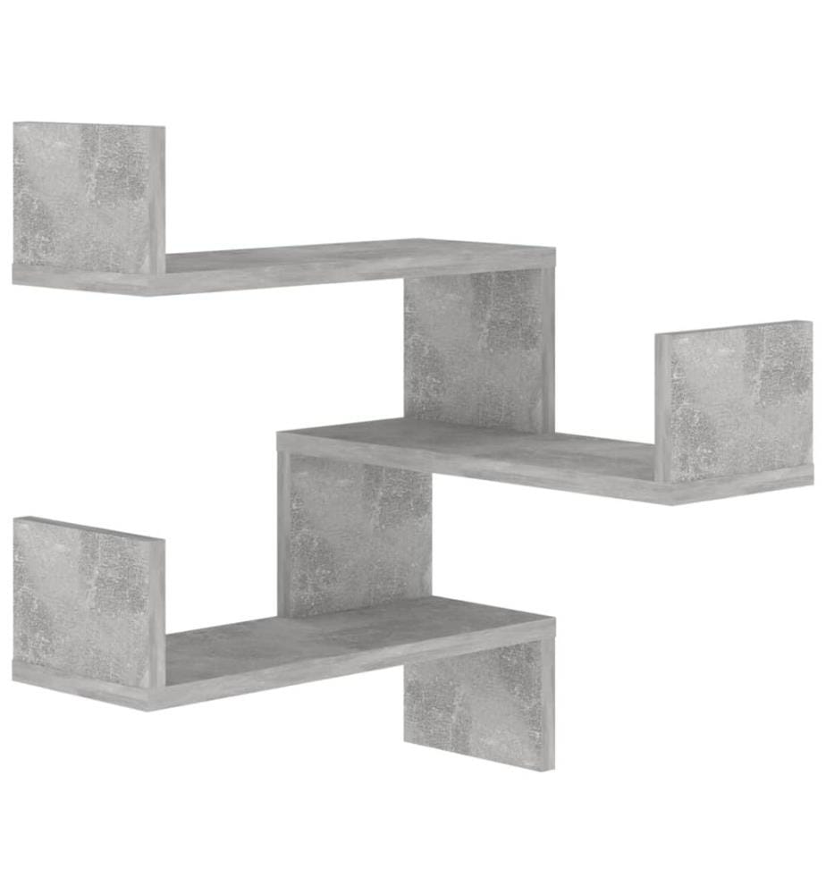 Wand-Eckregale 2 Stk. Betongrau 40x40x50 cm Holzwerkstoff