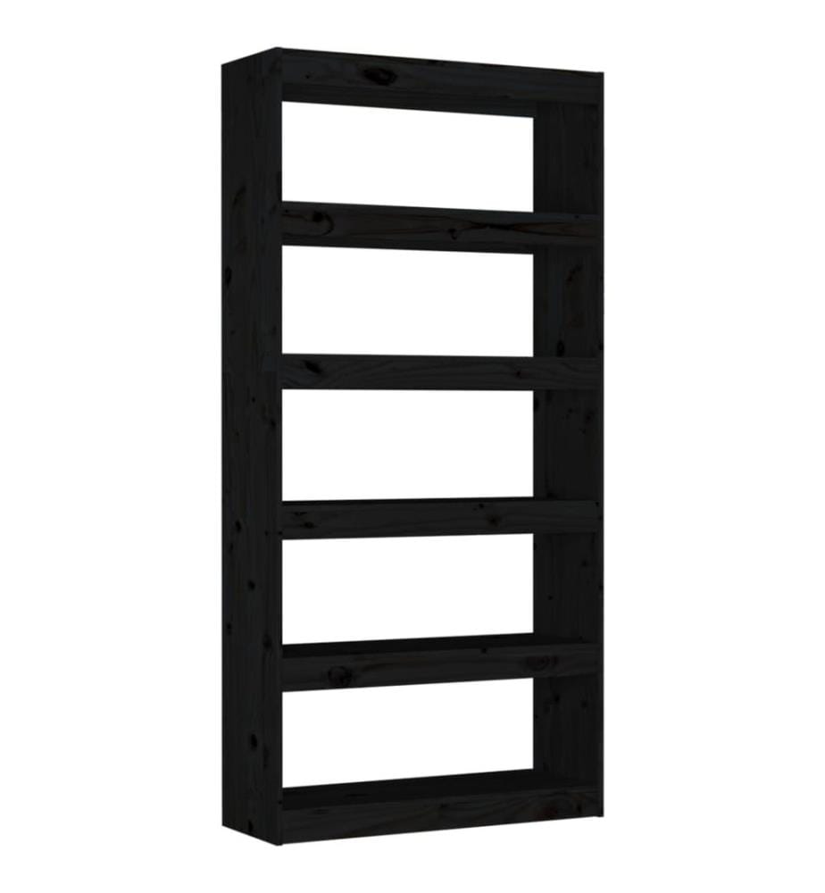 Bücherregal/Raumteiler Schwarz 80x30x167,4 cm Massivholz Kiefer