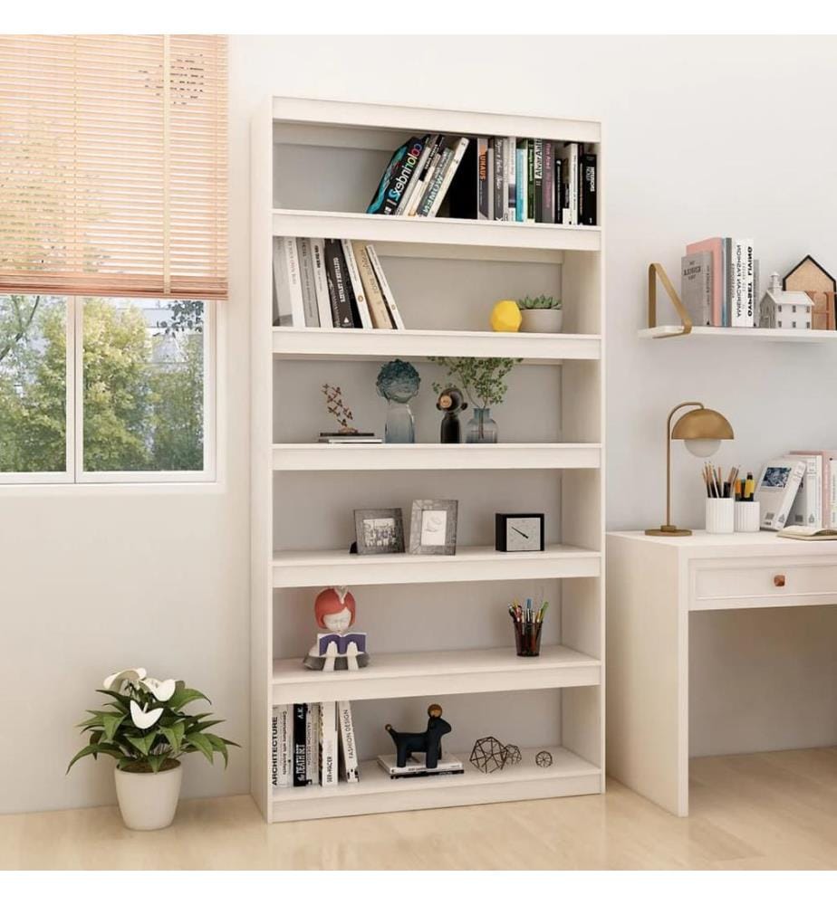 Bibliothèque/Séparateur de pièce Blanc 100x30x200 cm Pin massif