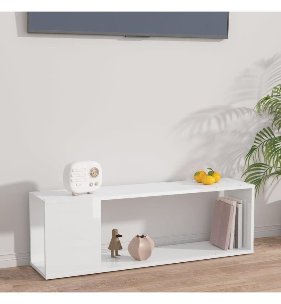 Meuble TV Blanc brillant 100x24x32 cm Bois d'ingénierie