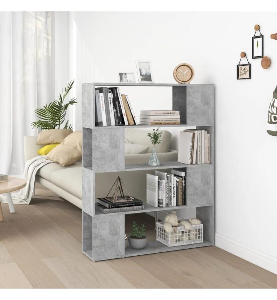Bücherregal Raumteiler Betongrau 100x24x124 cm