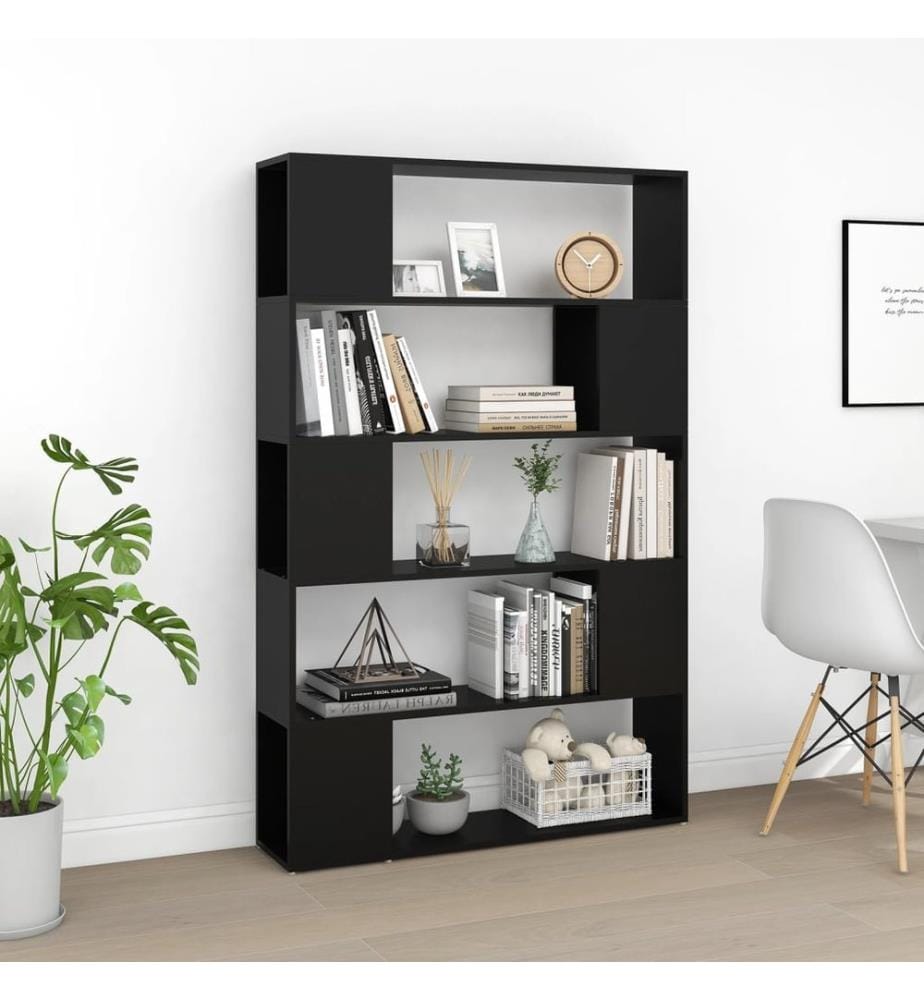 Bücherregal Raumteiler Schwarz 100x24x155 cm Holzwerkstoff