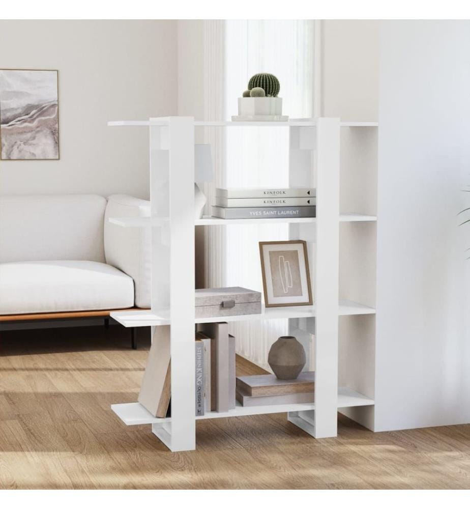Bücherregal/Raumteiler Hochglanz-Weiss 100x30x123,5 cm
