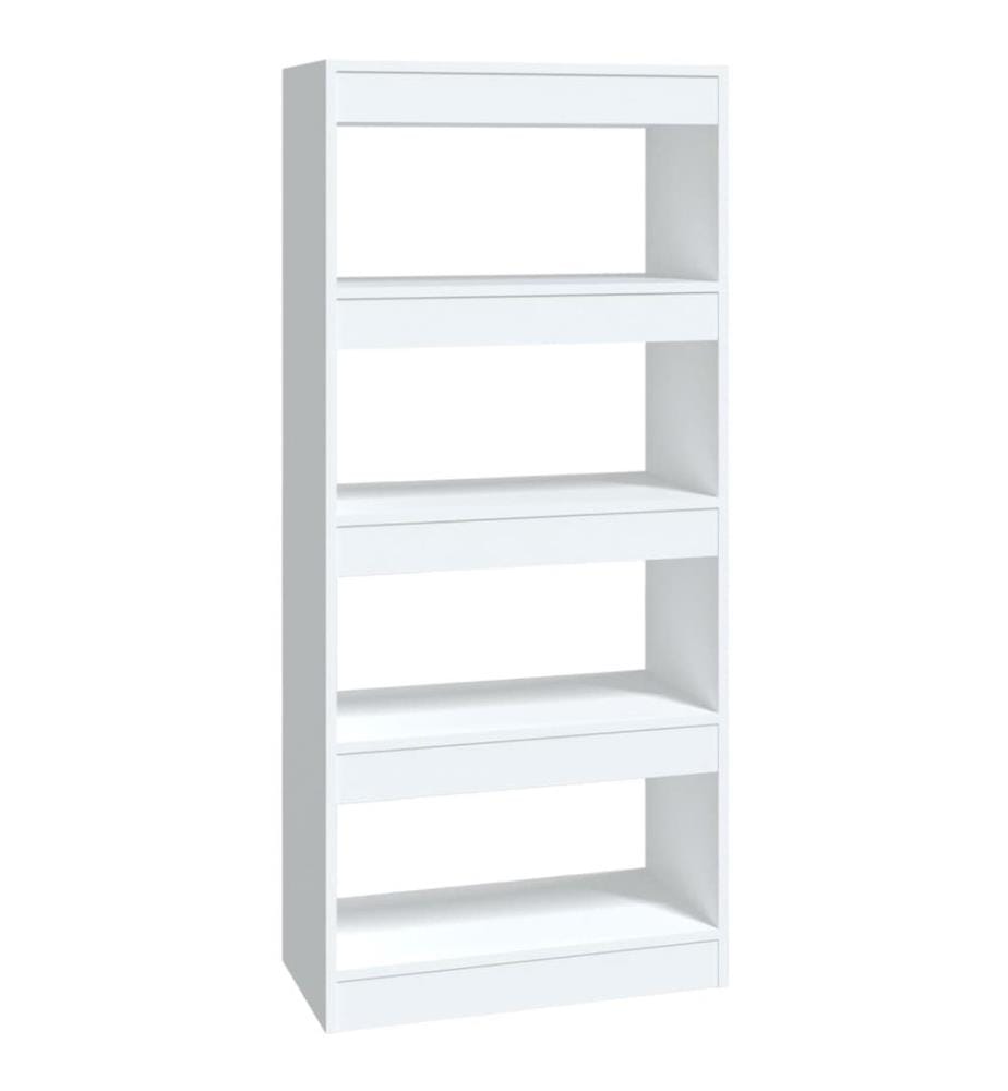 Bücherregal/Raumteiler Hochglanz-Weiss 60x30x135cm Holzwerkstoff