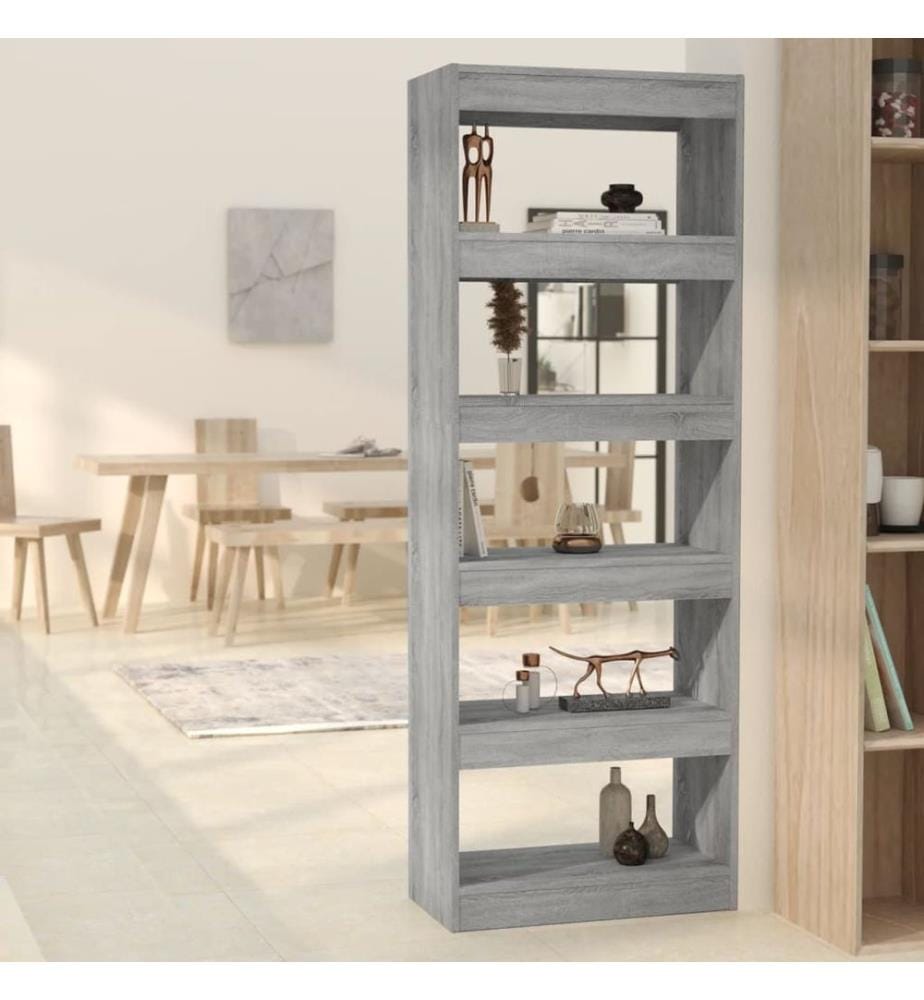 Bücherregal/Raumteiler Grau Sonoma 60x30x166 cm Holzwerkstoff