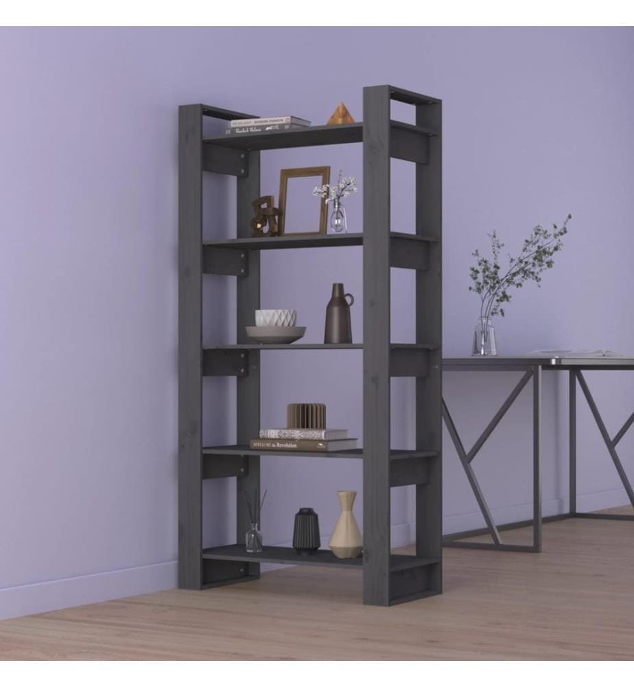 Bücherregal/Raumteiler Grau 80x35x160 cm Massivholz