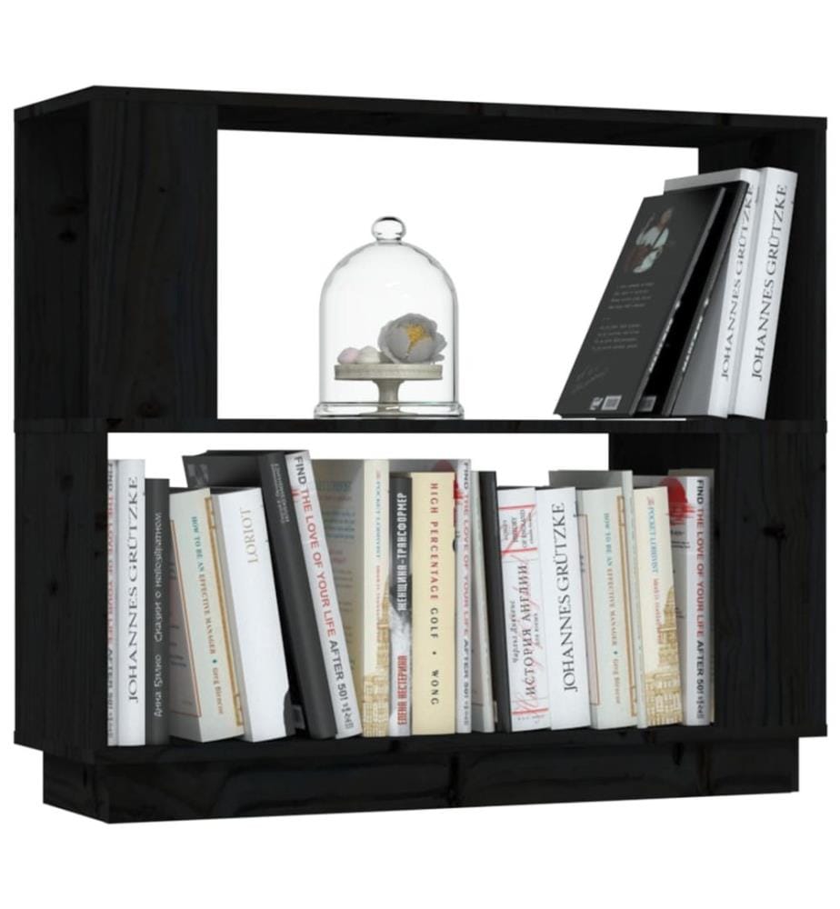 Bücherregal/Raumteiler Schwarz 80x25x70 cm Massivholz Kiefer