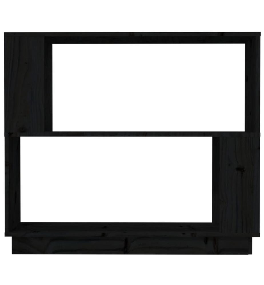 Bücherregal/Raumteiler Schwarz 80x25x70 cm Massivholz Kiefer