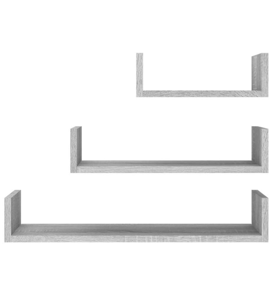 Wandregale 3 Stk. Grau Sonoma Holzwerkstoff