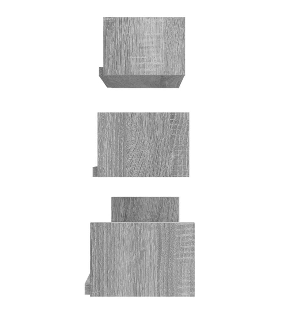 Wandregale 3 Stk. Grau Sonoma Holzwerkstoff