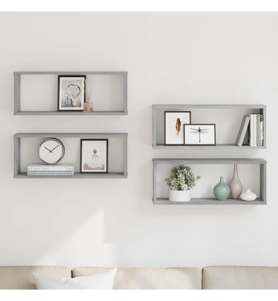Würfelregale 4 Stk. Grau Sonoma 60x15x23 cm Holzwerkstoff