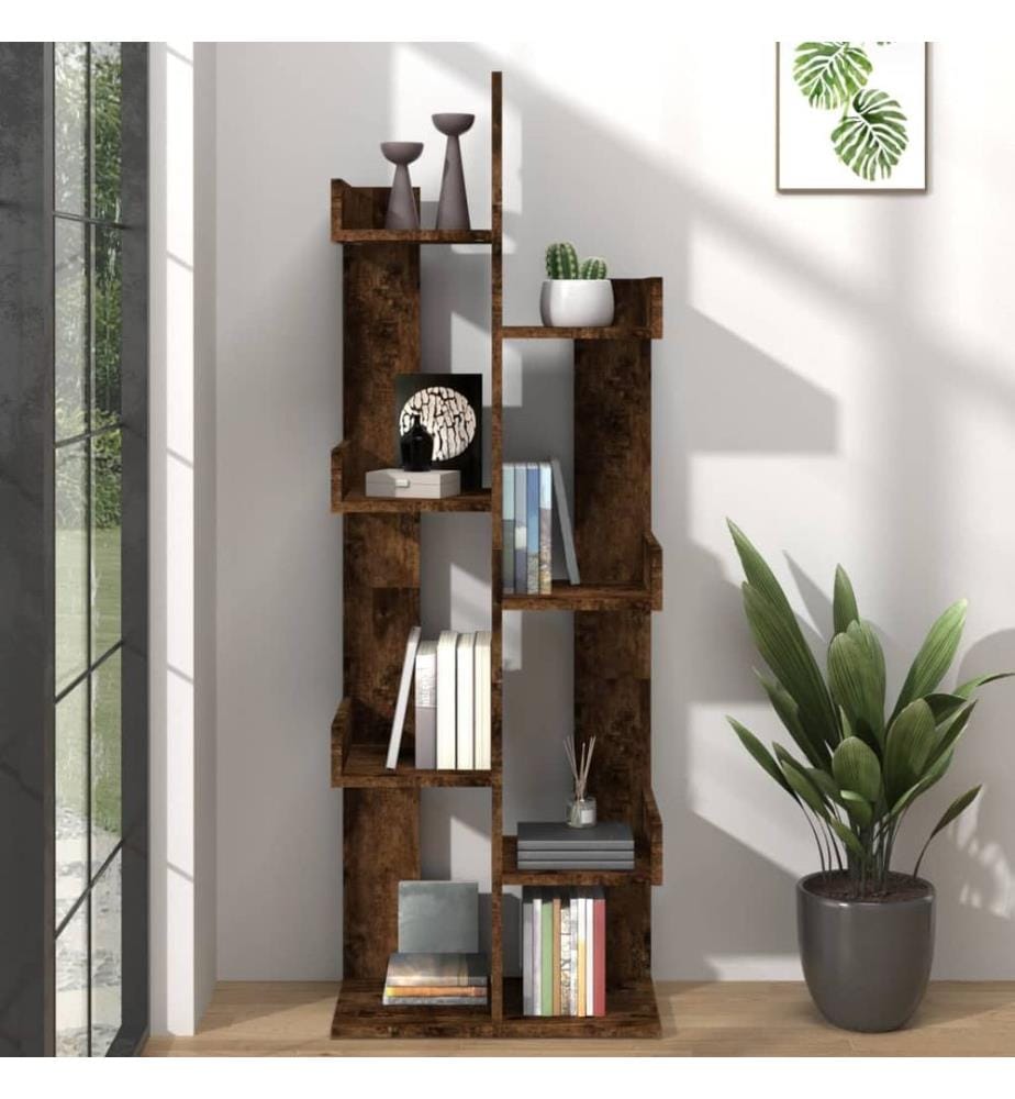 Bücherschrank 48x25,5x140 cm Räuchereiche Holzwerkstoff